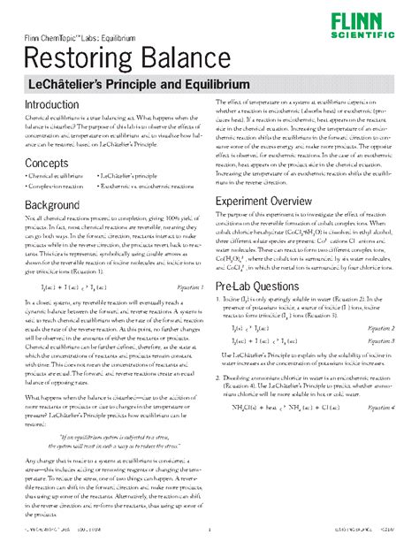 restoring balance equilibrium lab flinn answers Doc