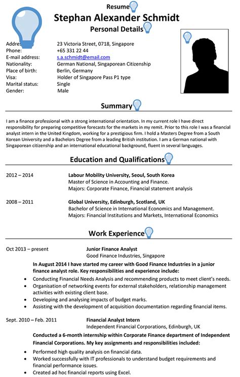 resume template singapore