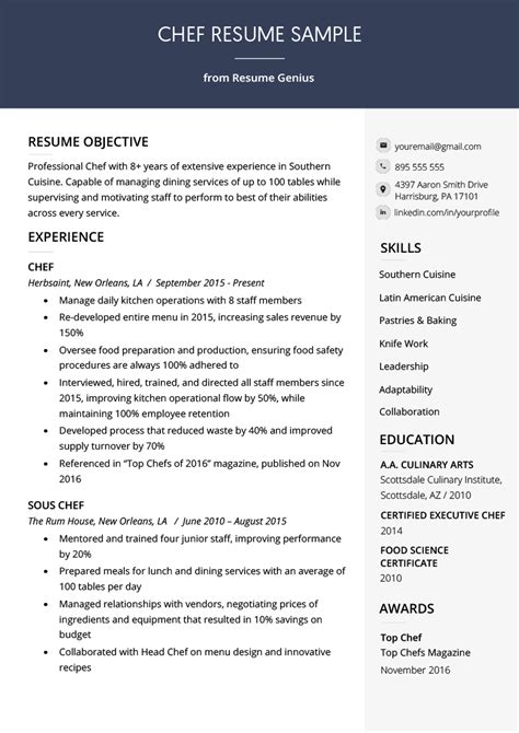 Resume Templates Chef