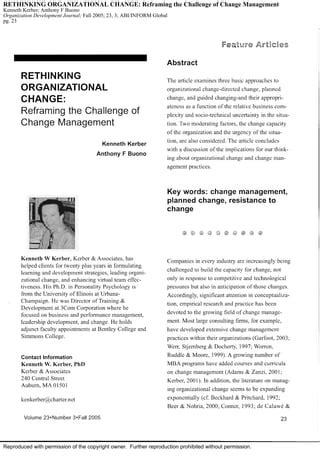 rethinking organizational change organization development Doc