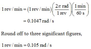 rev per min to rad/s