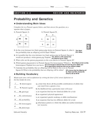 review and reinforce genetics and probability answers PDF