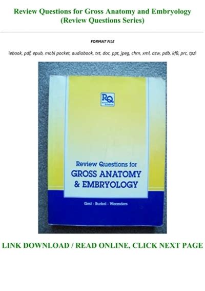 review questions for gross anatomy and embryology review questions for gross anatomy and embryology Reader