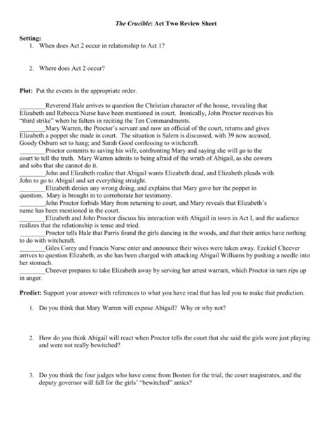 review sheet for the crucible answers Kindle Editon