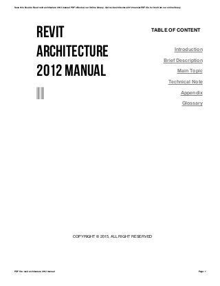 revit architecture 2012 manual Epub