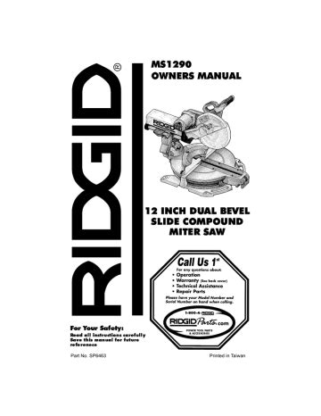 ridgid miter saw owners manual Reader