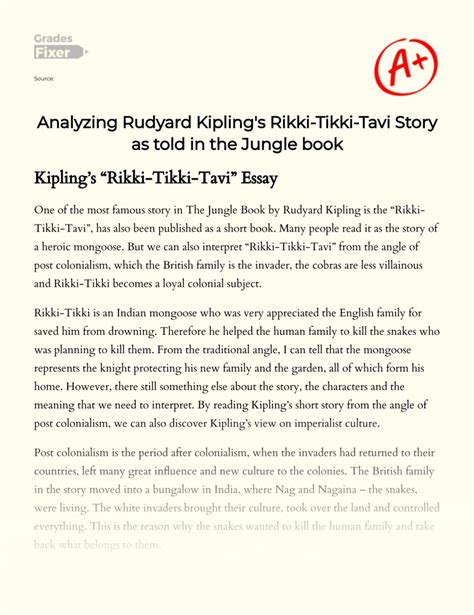 rikki tikki tavi compare contrast essay Reader