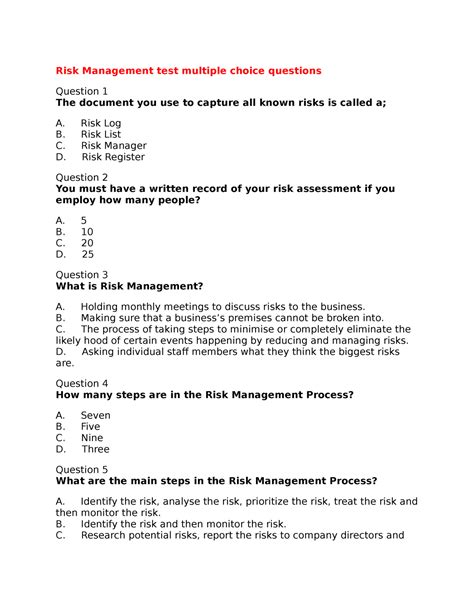 risk management exam questions and answers Kindle Editon