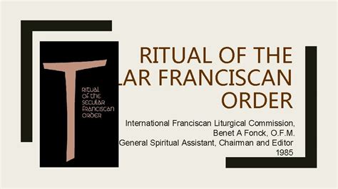 ritual of the secular franciscan order Epub