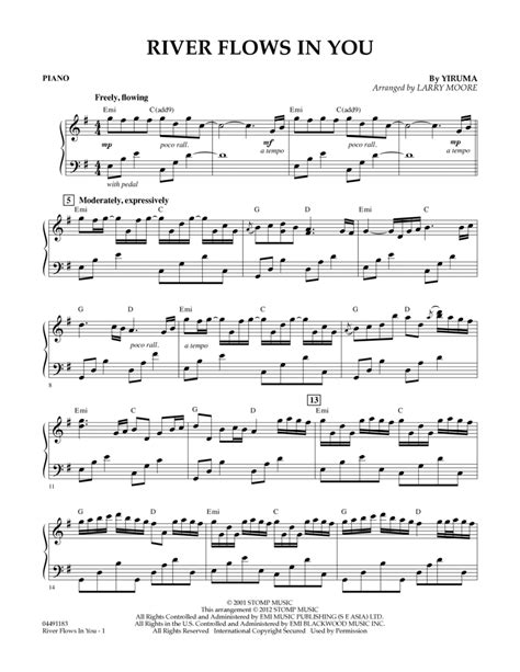 river flows in you piano sheet