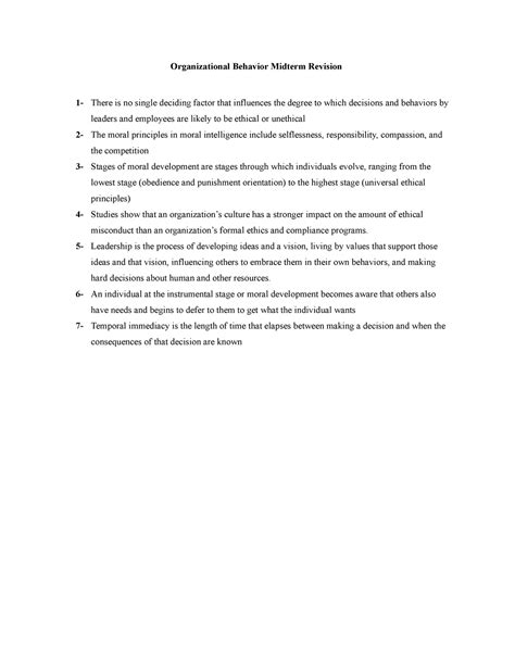 robbins organizational behavior midterm answers Doc