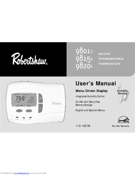 robertshaw programmable thermostat manual Epub