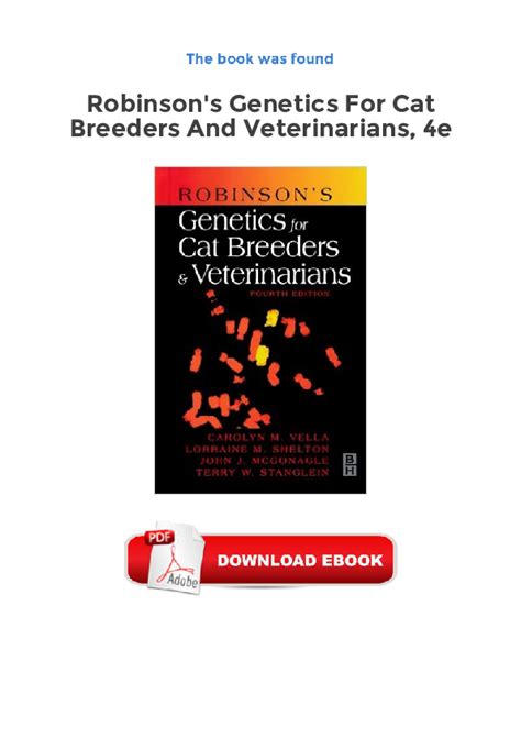 robinsons genetics for cat breeders and veterinarians paperback Doc