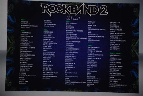 rock band 2 music list