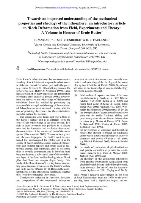 rock deformation field experiments theory Doc