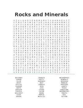 rocks and minerals word search answer key Doc