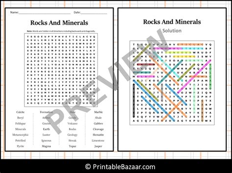 rocks and minerals word search answer key Reader