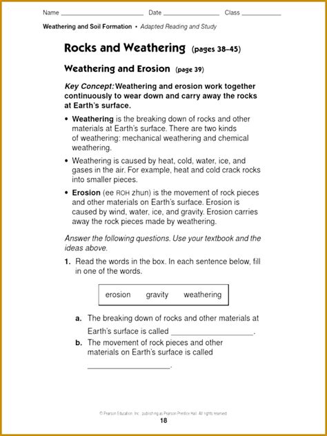 rocks and weathering worksheet answers Epub