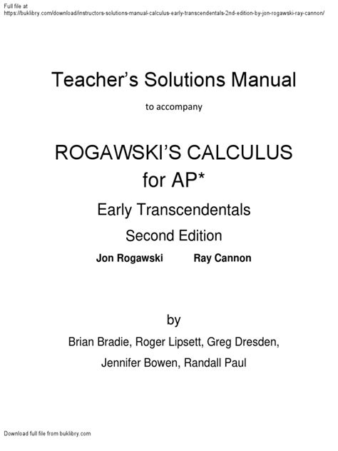 rogawski ap calculus solutions manual pdf Kindle Editon