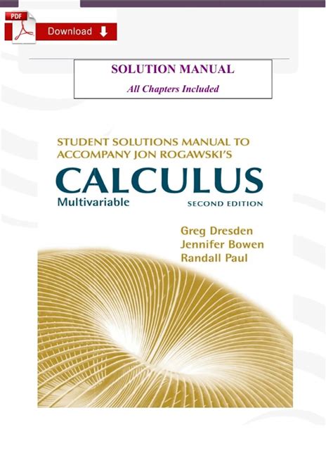 rogawski calculus 2nd edition solutions manual PDF