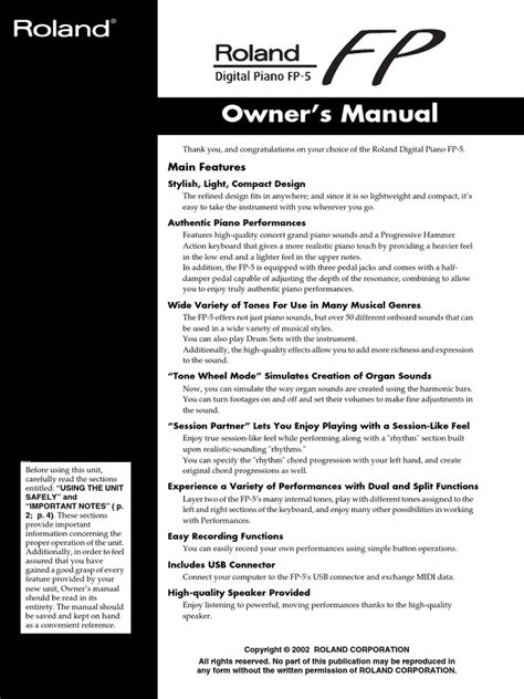 roland fp 5 manual Doc
