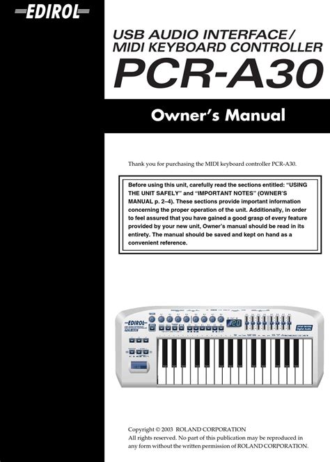 roland pcr a30 music keyboards owners manual Epub