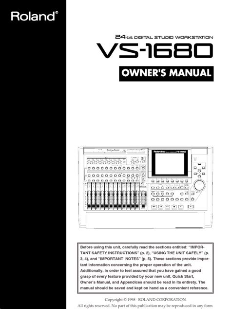 roland vs 1680 manual pdf Kindle Editon