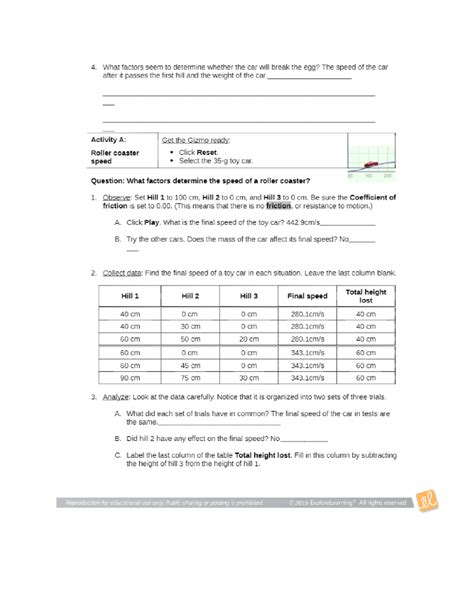 roller coaster physics answers explore learning PDF