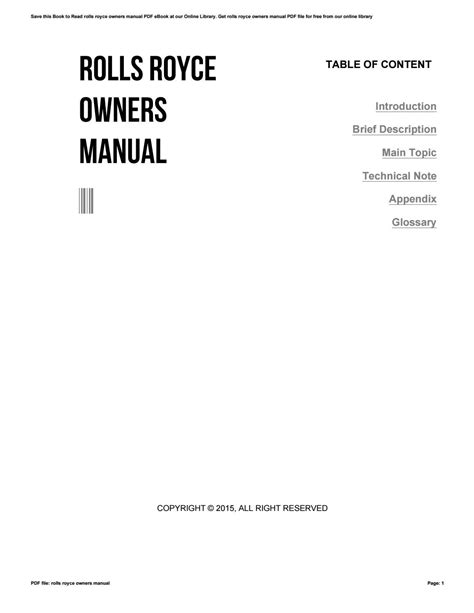 rolls royce owners manual online Doc