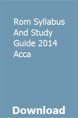 rom syllabus and study guide 2014 acca Epub