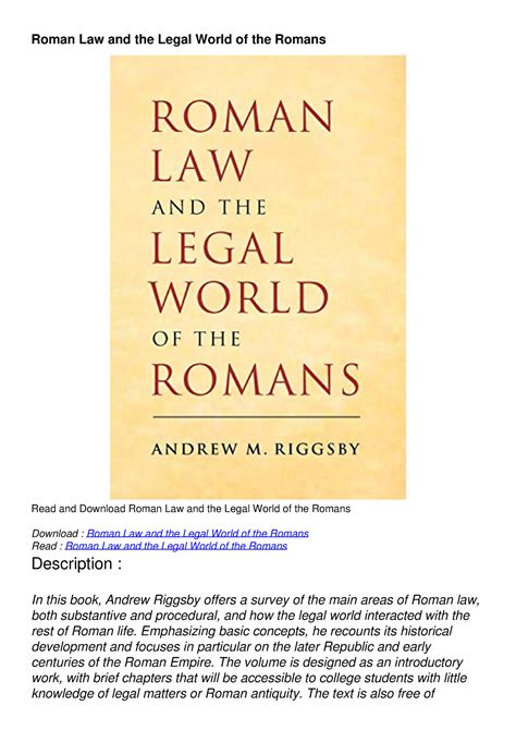 roman law and the legal world of the romans roman law and the legal world of the romans Doc