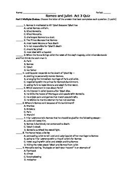 romeo and juliet act 3 questions answers PDF