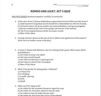 romeo and juliet act 5 quiz answers PDF