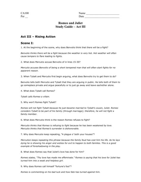 romeo and juliet study guide act 3 Reader