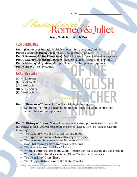romeo and juliet study guide key Reader