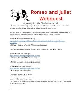 romeo and juliet webquest answers Epub