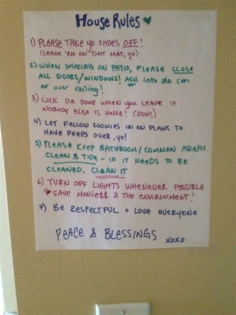 roommate rules list