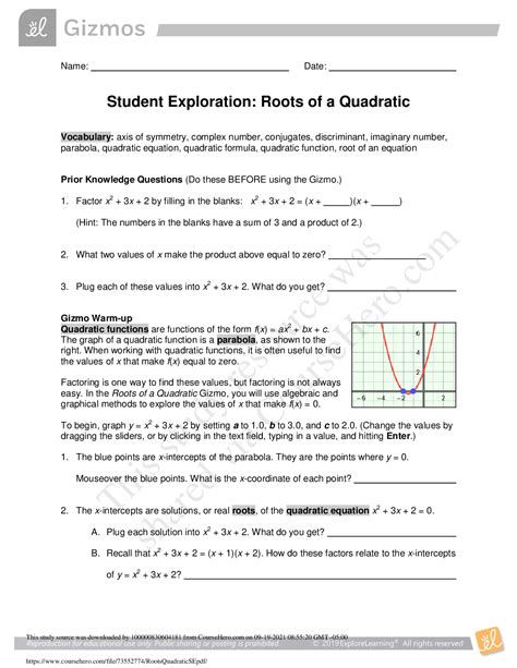 roots of quadratic gizmo answer key PDF