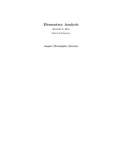 ross elementary analysis solutions manual pdf Doc