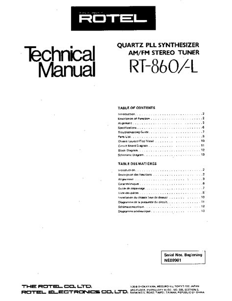 rotel rt 860 owners manual PDF