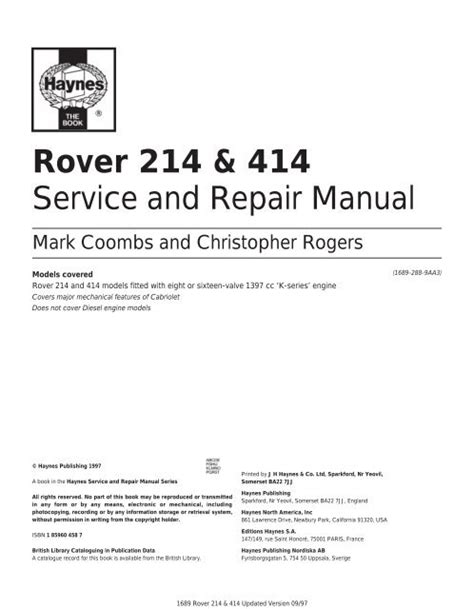 rover 414 manual free download PDF