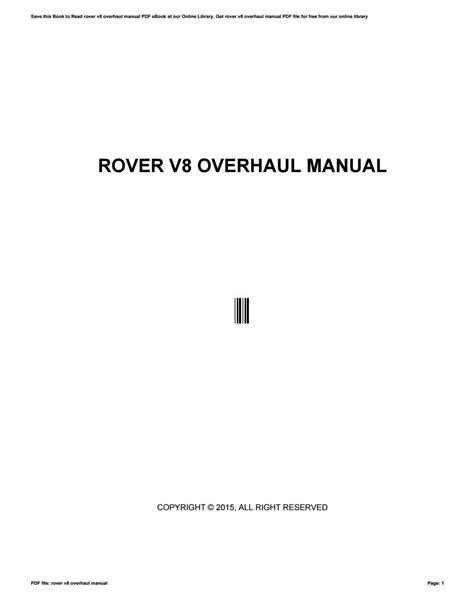 rover v8 overhaul manual Epub