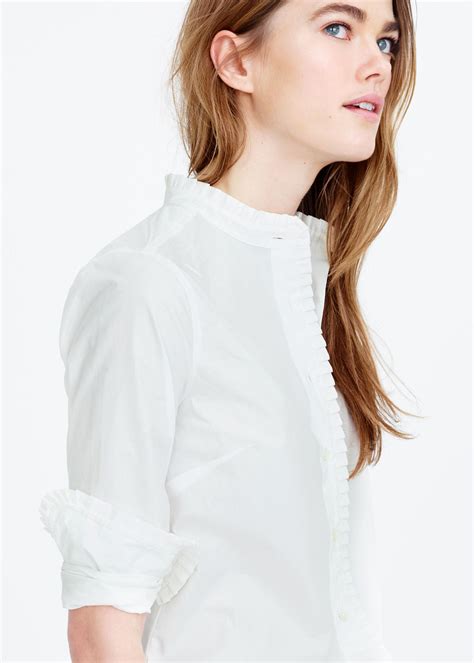 ruffled white button down shirt