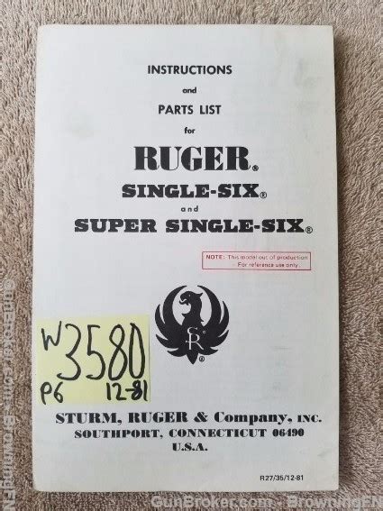 ruger single six instruction manual Doc