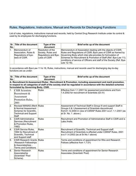 rules regulations instruction manual and records for PDF