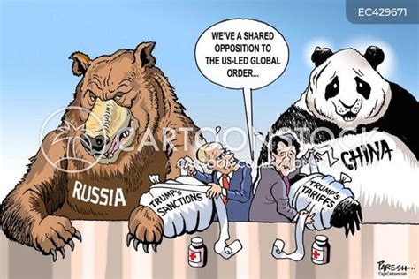 russia and ucina political cartoon with panda and bear