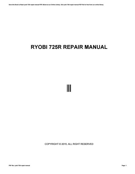 ryobi 725r service manual Kindle Editon