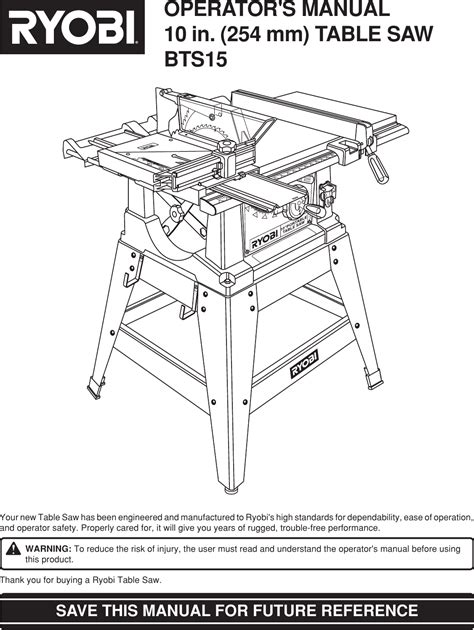 ryobi bts15 user guide PDF
