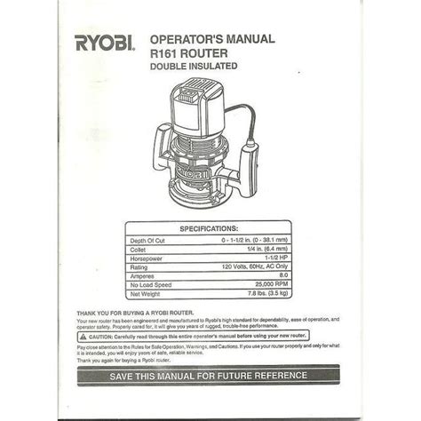 ryobi r161 router manual Doc