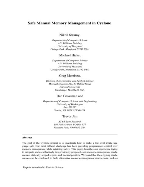 safe manual memory management in cyclone homes cs Epub